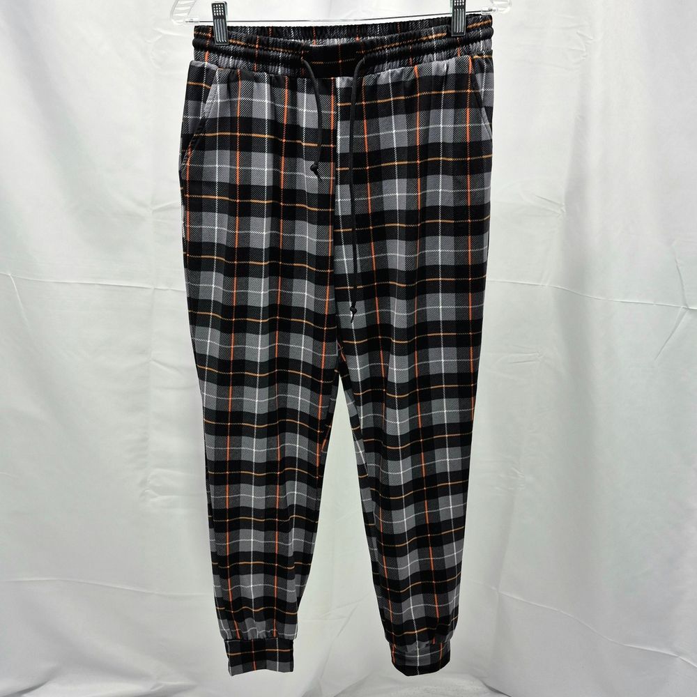 NWOT Shosho Men's Large Plaid Pajama Lounge Pants - Blue/Gray/Orange